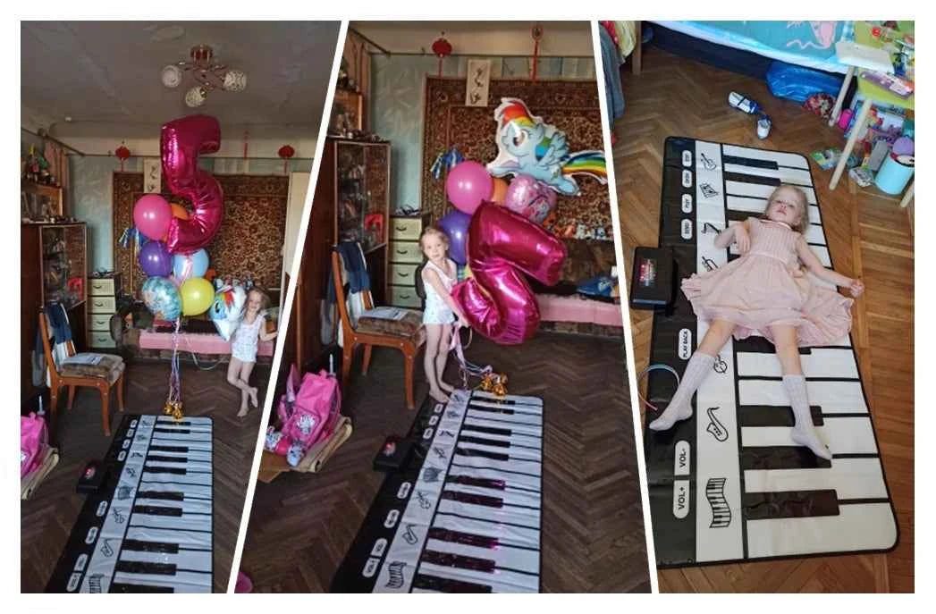 180x72cm Musical Piano Mat for Kids - Electronic Black & White Keyboard Baby Play Mat Rug Early Educational Toy Gift