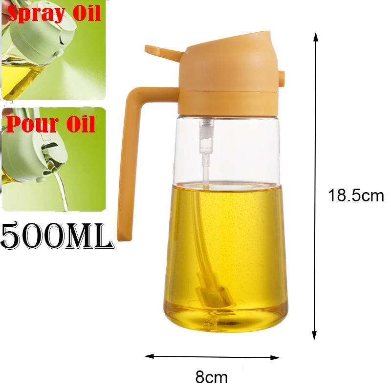 Oil Sprayer for Cooking Oil Spray Bottle 2-in-1 Olive Oil Dispenser Sprayer Kitchen Items and Accessories Camping Tool Spice Jar