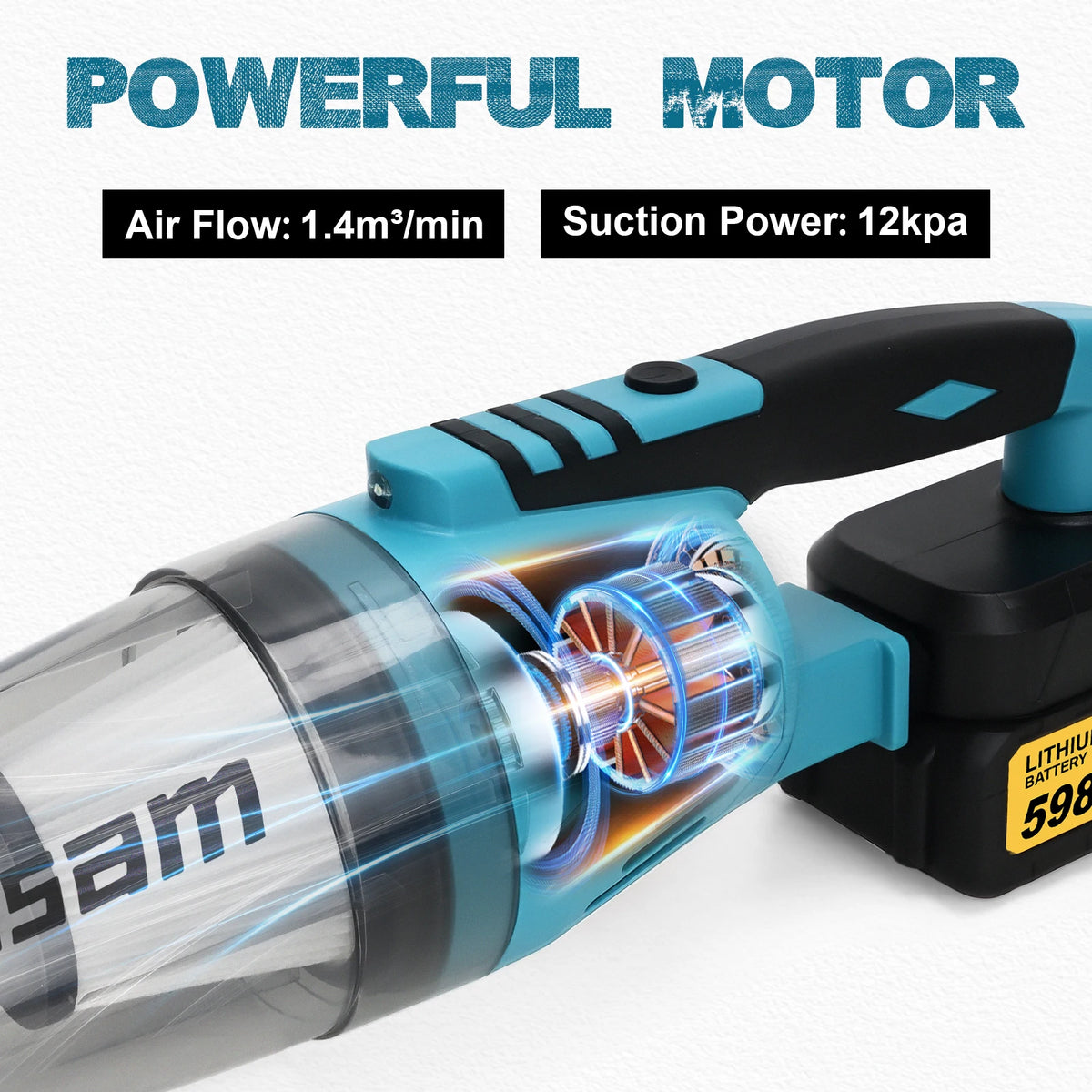 Gisam Elektrische Stofzuiger 12Kpa Draadloze Multifunctionele Reiniger Handstofzuiger voor Sneeuw en Stof, geschikt voor Makita 18V Accu
