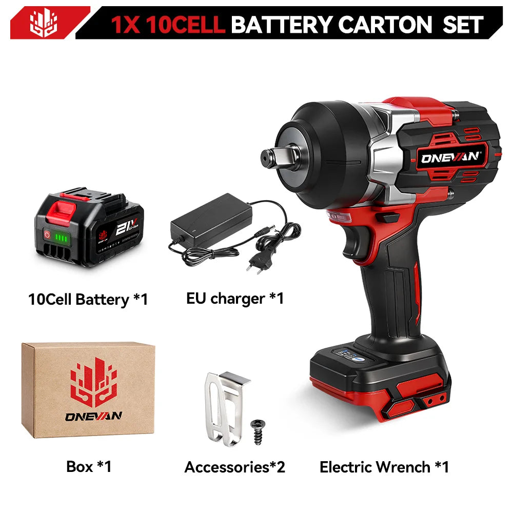 ONEVAN Borstelloze 2800 N.m Elektrische Slagmoersleutel 1/2 Inch 5 Versnellingen Snoerloze Sleutel Elektrisch Gereedschap voor Makita 18V Accu Pin