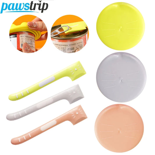 Silicone Cat Can Sealing Cover Reusable Pet Canned Spoon Multifunction Pet Spoon for Cats Dogs Can Opener Food Storage Supplies