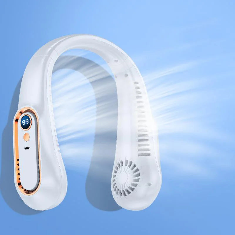 Lenovo 8000mAh Portable Hanging Neck Fan Bladeless Neckband Fan Digital Display Power Air Cooler USB Rechargeable Electric Fan