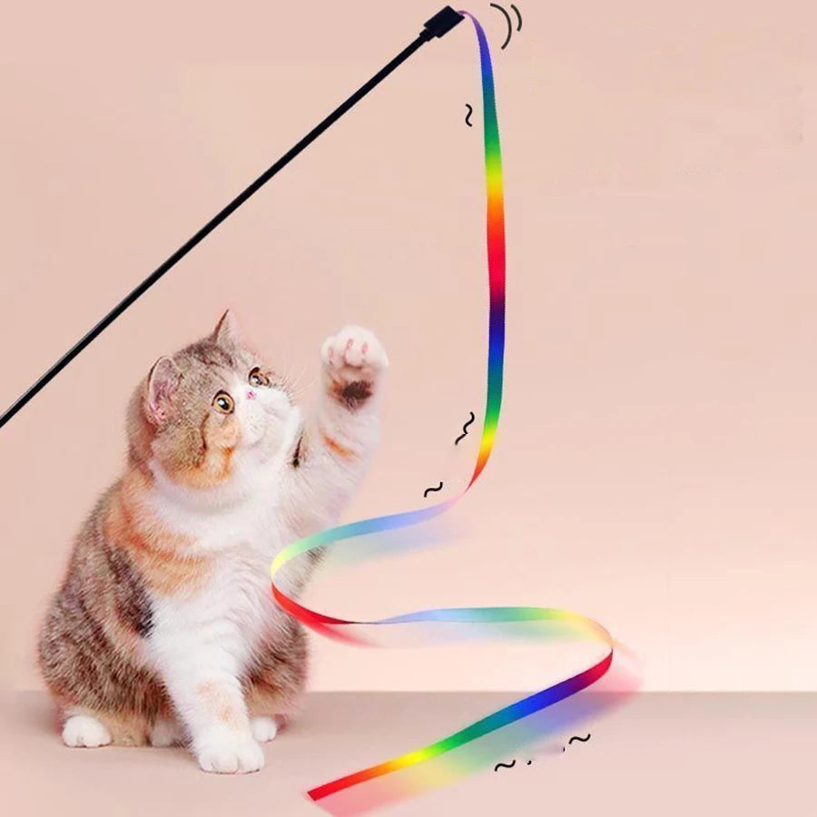 3/5 PCs Interactive Cat Teaser Wand Toy Colorful Cat Stick toys Pet Boredom Relief Toys for Cats Kitten Teaser Toy Pet Supplies