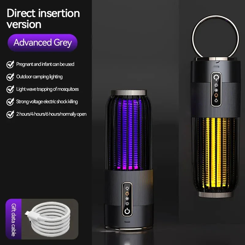 Lampe anti-moustiques Lenovo 2-en-1 rechargeable solaire/USB, destructeur d'insectes électrique portable pour camping en extérieur et maison, choc 4000V 2026
