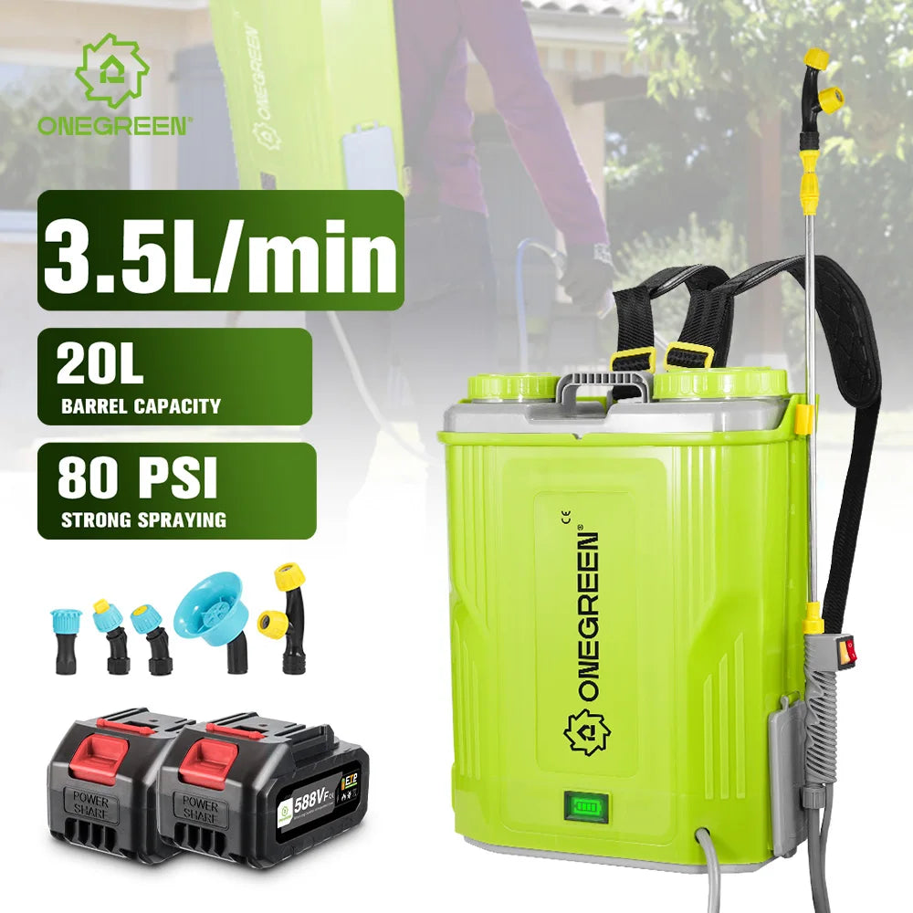 ONEGREEN Electric Sprayer 20L Large Capacity Yard Lawn Spraying Pesticide Dispenser Garden Watering For Makita 18V Battery Pin