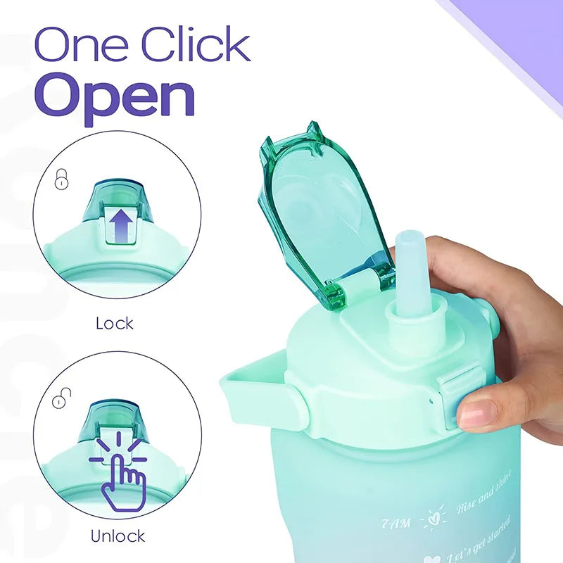 Water Bottle 2 Liters Gourd Motivational Water Bottle Time Marker Leak-proof Cup Large-Capacity Gradient Outdoor Sports Fitness