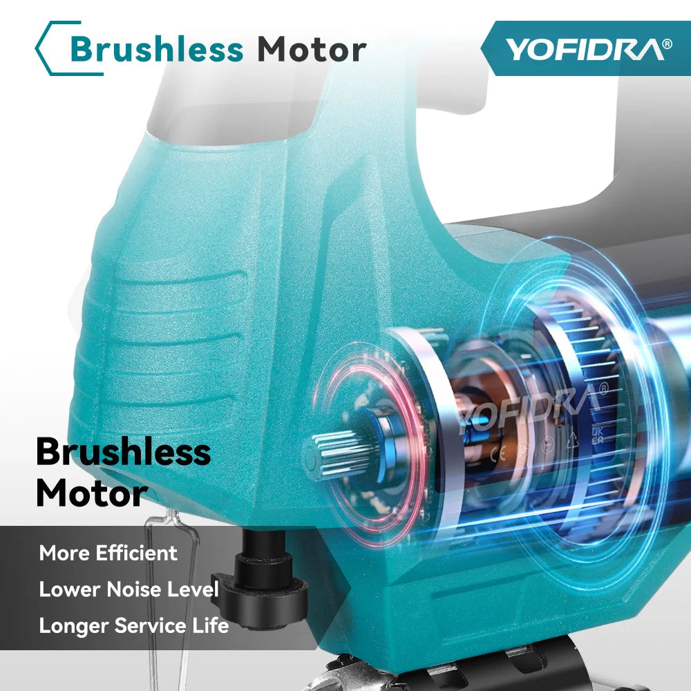 Scie sauteuse sans fil YOFIDRA avec laser rouge, outil électrique multifonction pour découpe de courbes, tuyaux et bois, compatible avec batteries Makita 18-21V
