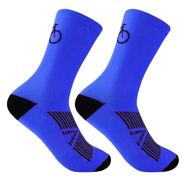 2 Pairs Unisex Breathable Cycling Socks MTB Road Bicycle Outdoor Sports Racing Compression mid Tube Socks for Men And Women