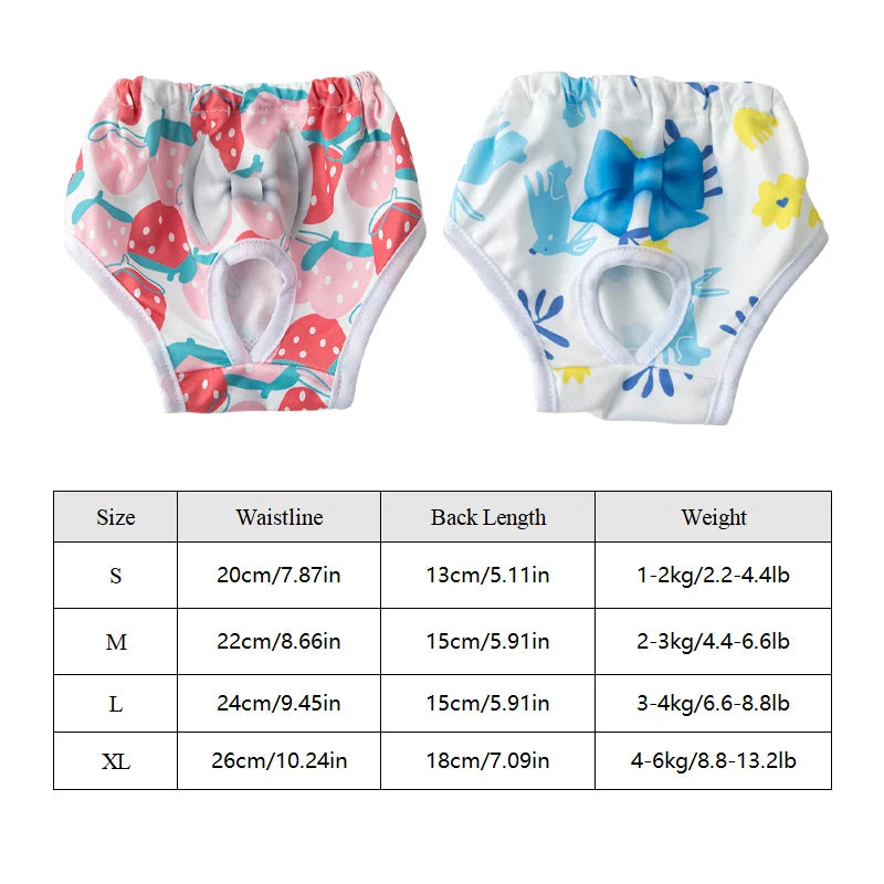 Reusable Female Dog Diapers Warps Washable Dog Physiological Pants Breathable Pet Menstruation Pants for Small Dogs Pet Supplies