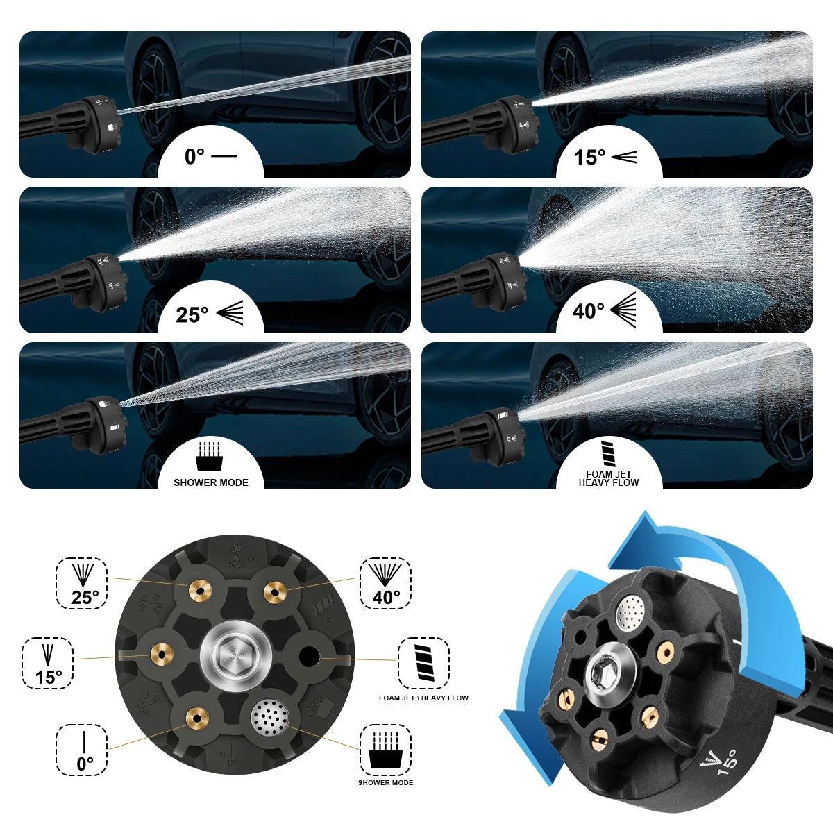 Nettoyeur haute pression électrique sans balais Gisam 200 bars, pistolet de lavage de voiture à 3 vitesses, outil de pulvérisation d'eau de jardin pour batteries Makita 18 V