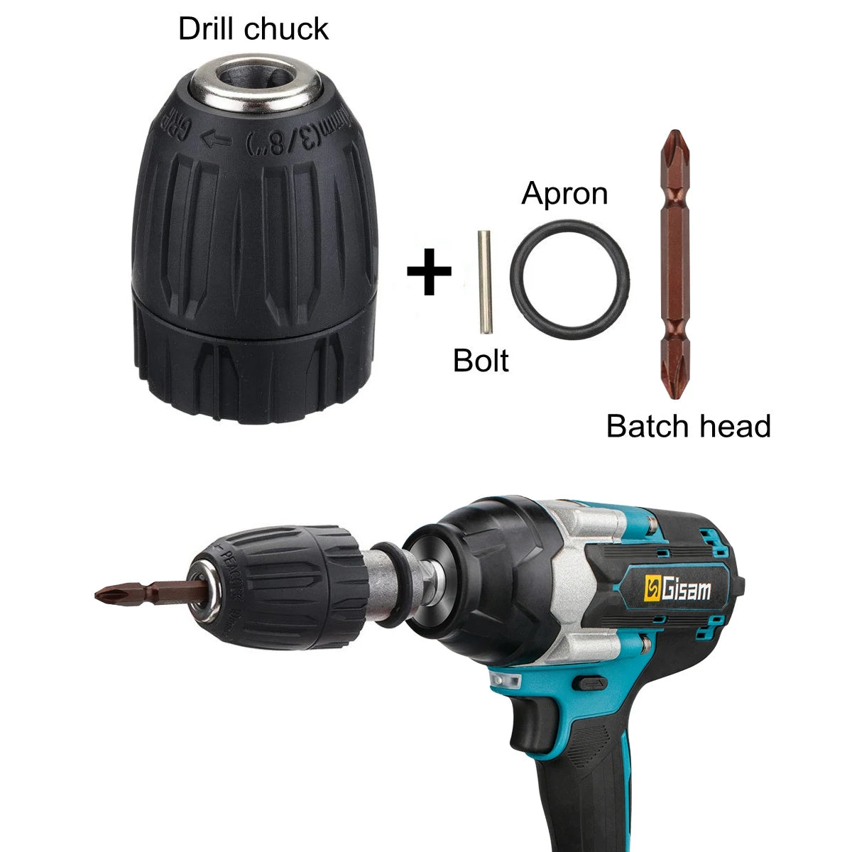 Gisam 14Pcs Set Electric Impact Wrench Hexs Socket Adapter Kit Drill Chuck Drive Adapter for Electric Drill Wrench Screwdrivers