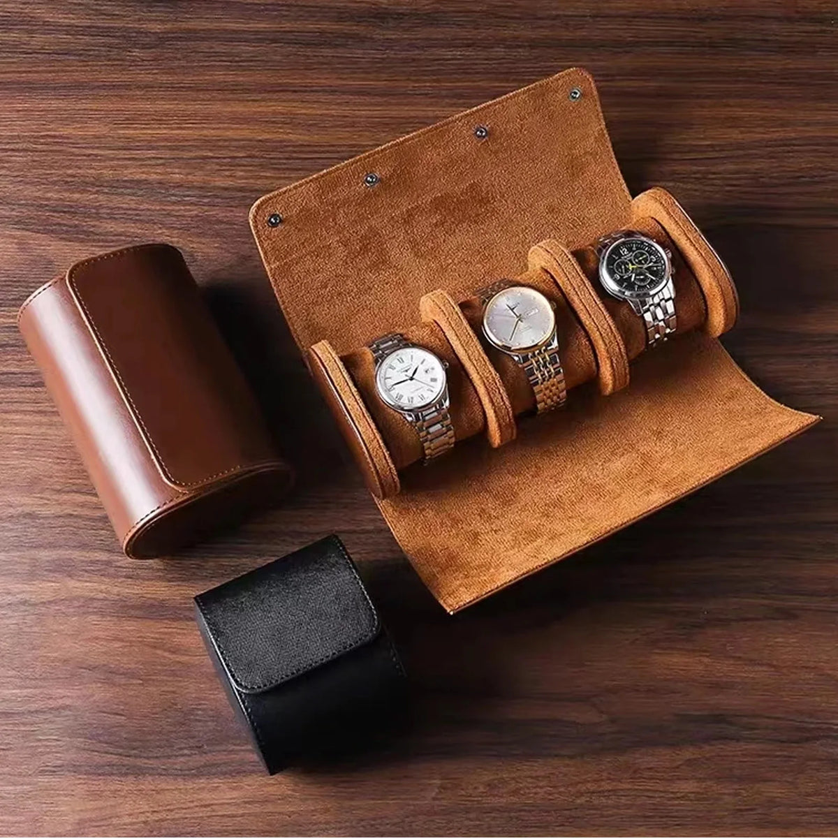 Watch Roll Travel Case - 3 Watch Storage and Organizer-Secure Storage with Innovative Removable Pillows & Solid Watch Organizer