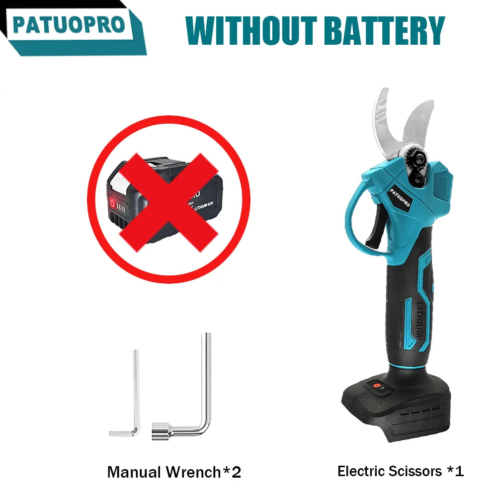 PATUOPRO 30MM Cordless Electric Scissors Brushless Pruner Shear Fruit Tree Bonsai Pruning Power Tool For Makita 18V Battery