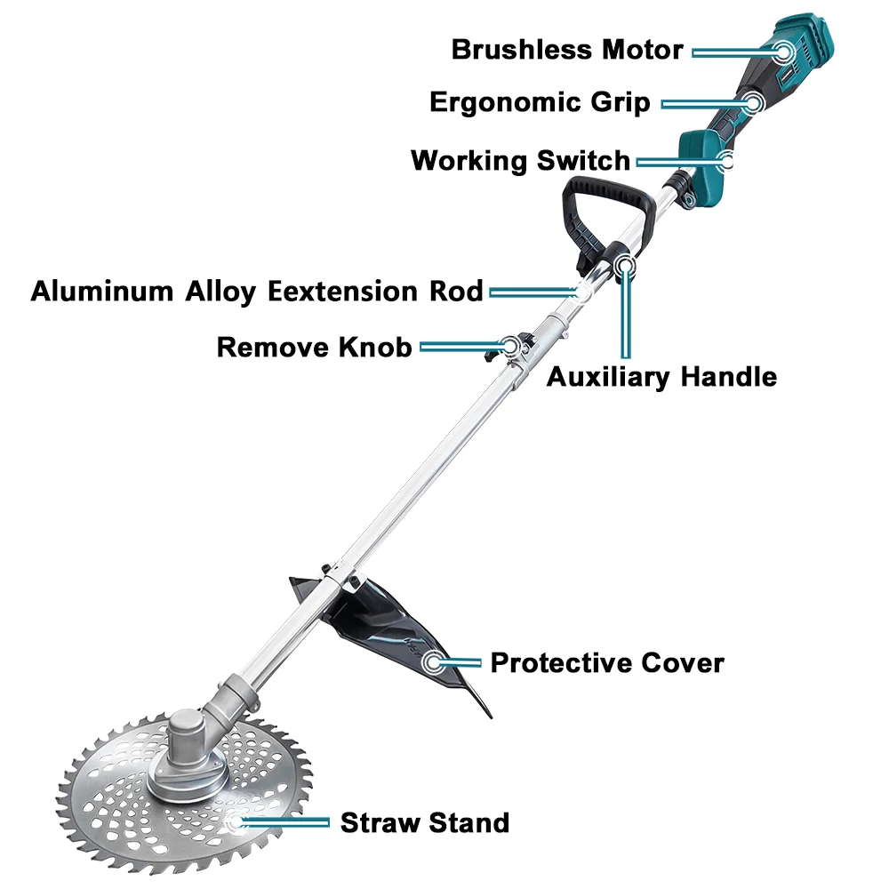 9 inch borstelloze snoerloze grasmaaier elektrische grassnijder trimmer in lengte verstelbaar tuingereedschap voor Makita 18V accu