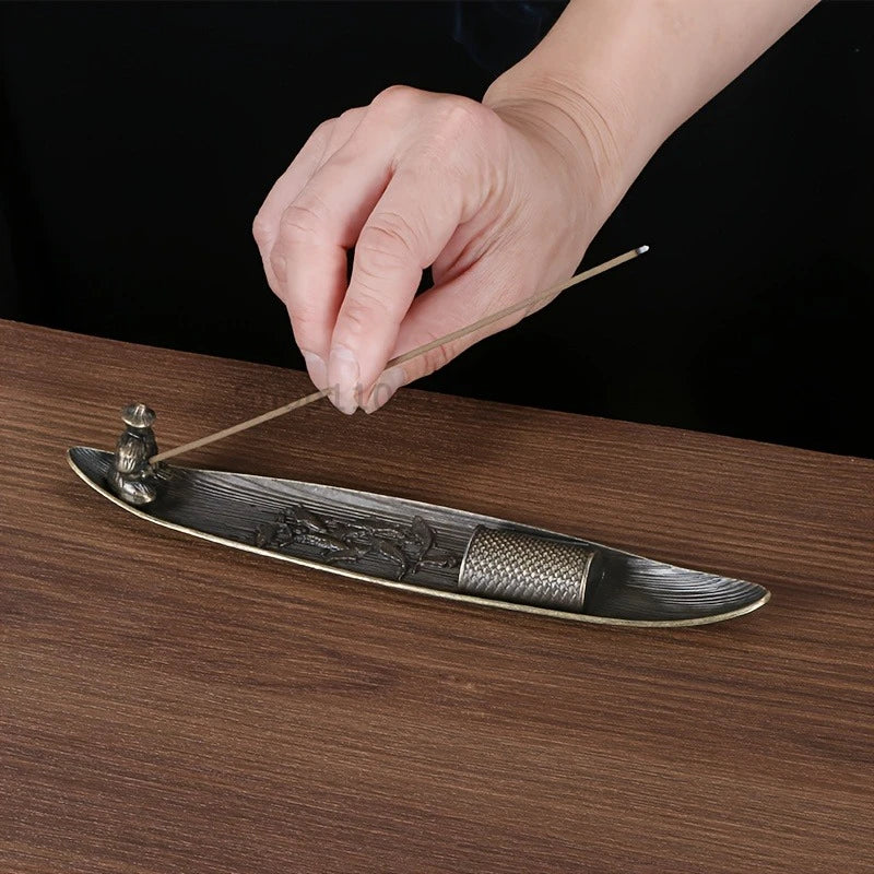 Creative Incense Holder Boat Fishing Men Insence Burner Japanese Style Incense Stick Burners Aromatherapy Ornament Home Decor