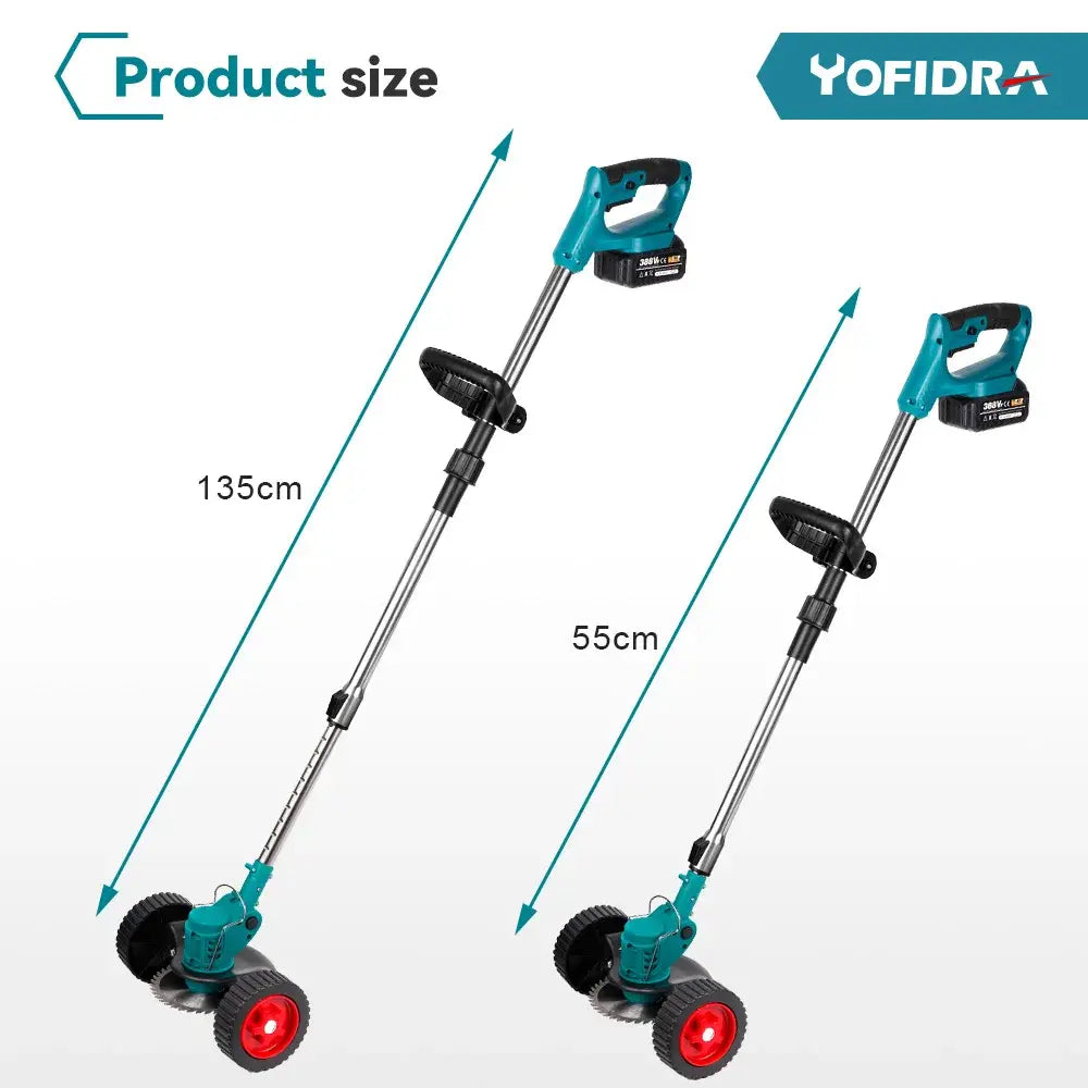 YOFIDRA Electric Lawn Mower Handheld Length Adjustable Cutter Cordless Garden Grass Cutting Trimmer For Makita 18V