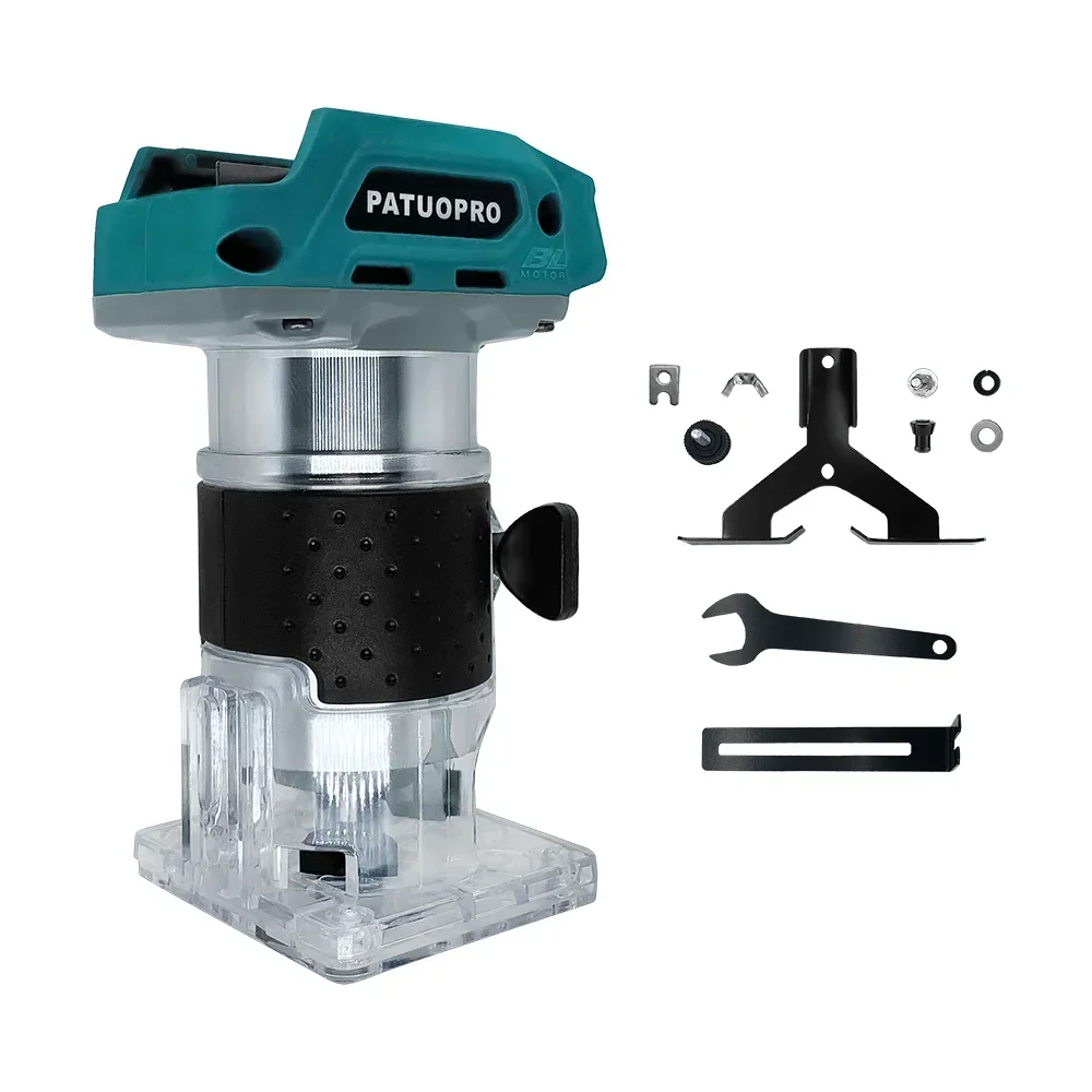 Défonceuse électrique portative sans fil à 5 vitesses, 30 000 tr/min, pour le travail du bois, la gravure et le rainurage (pinces de 6/6,35/8 mm), compatible avec batterie Makita 18V