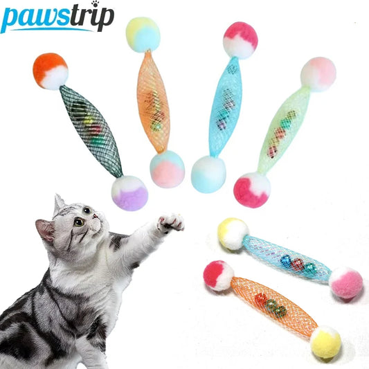 3/5 PCs Funny Cat Spring Toys with Bells Interactive Cat Sounding Tease Toy Random Color Kitten Teaser Toy Cat Accessories