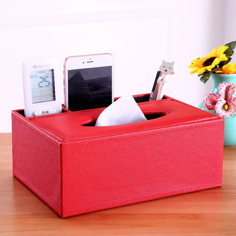 Multifunctional Tissue Box with Stationery Remote Control Box, Decorative Tissue Pen Remote Organizer for Home/Office/Restaurant