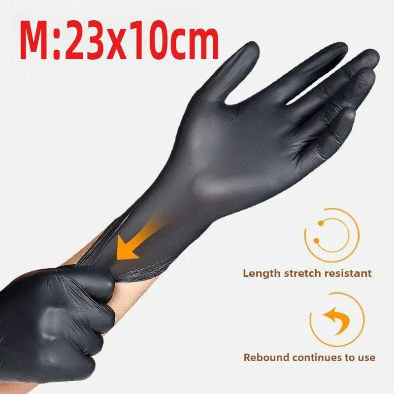Disposable Gloves Black Nitrile Gloves Latex Versatile Waterproof Suitable for Kitchen Cleaning Dishwashing Cooking Automobile