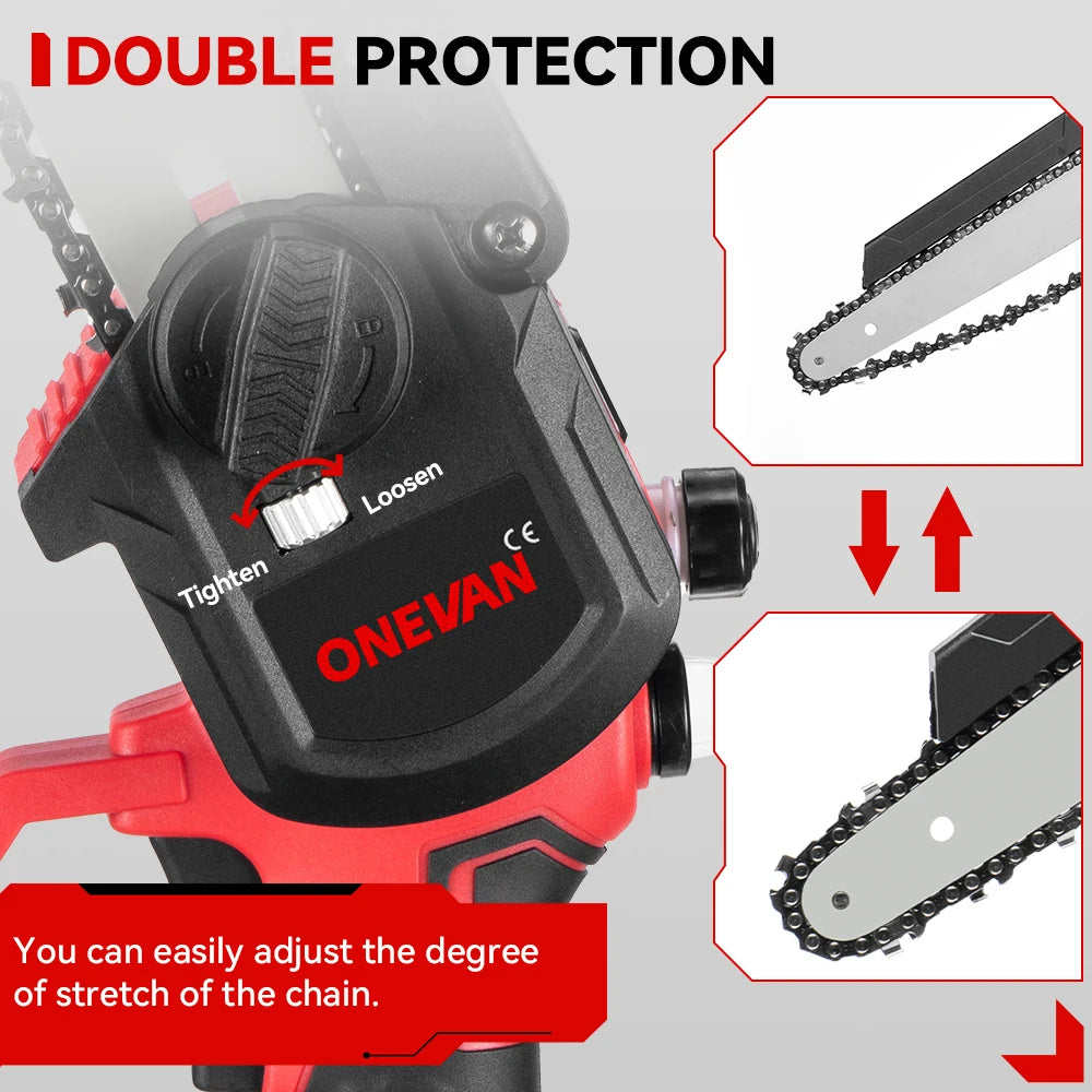 ONEVAN 8 inch borstelloze elektrische kettingzaag accu 4500W snoeizaag zonder snoer tuingereedschap voor Makita 18V accu aansluiting