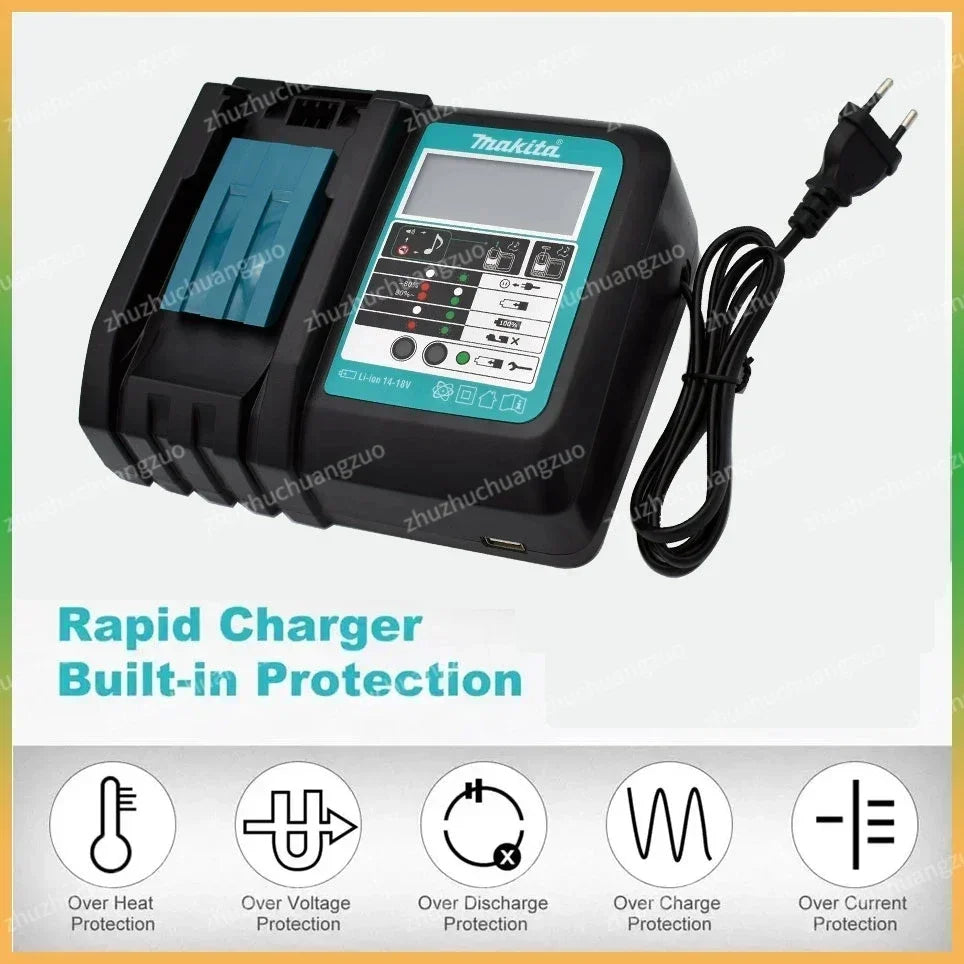 100% Original Makita 6.0Ah 18V Li-ion Battery Charger DC18RF BL1840 BL1830 BL1430BL1440 DC18RC Charging Tool With USB Port