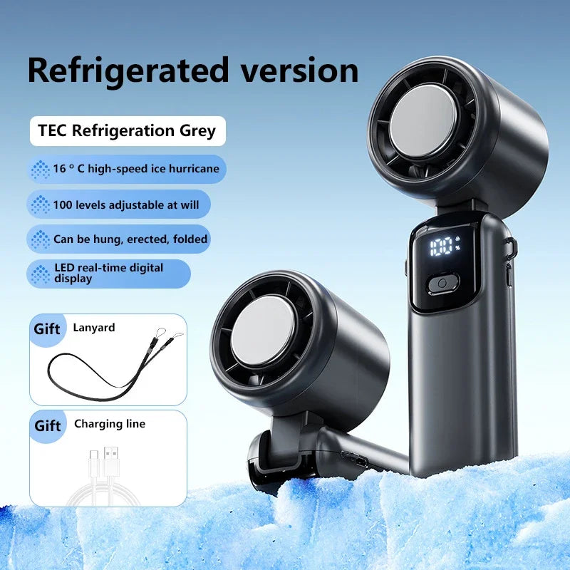 Lenovo Ice Compress Handventilator Draagbare Buiten USB Digitaal Display Opvouwbare Koeling Hoge Snelheid Turbine Kleine Ventilator