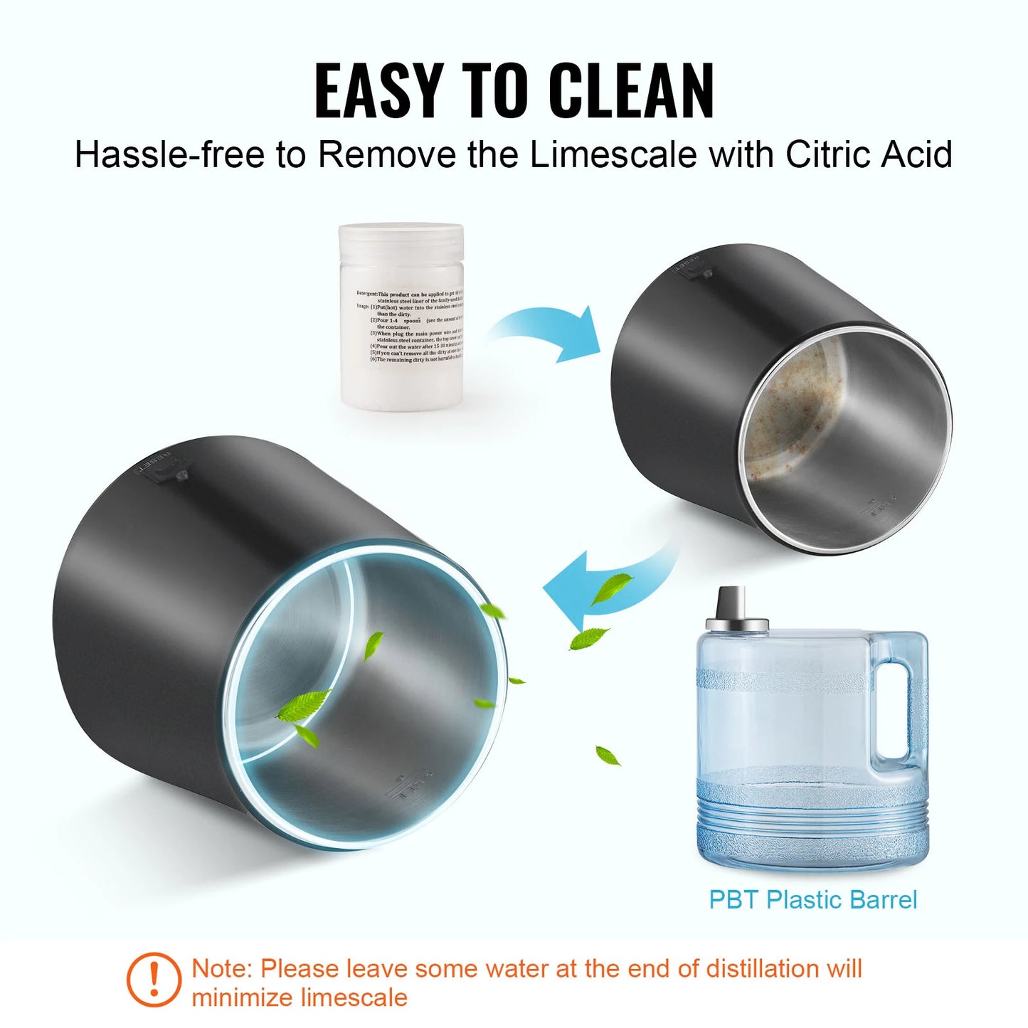 SucceBuy 4L Water Distiller 1.05 Gallon Pure Water Purifier Filter For Home Countertop Distilled Water Maker Stainless Steel Interior Distiller Water Making Machine