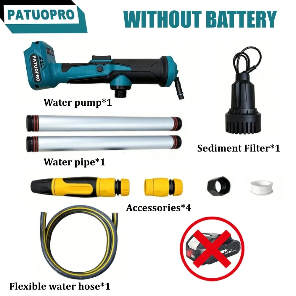 PATUOPRO Draadloze waterpomp draagbare staafoverdrachtspomp multifunctioneel tuingereedschap voor Makita 18V-accu