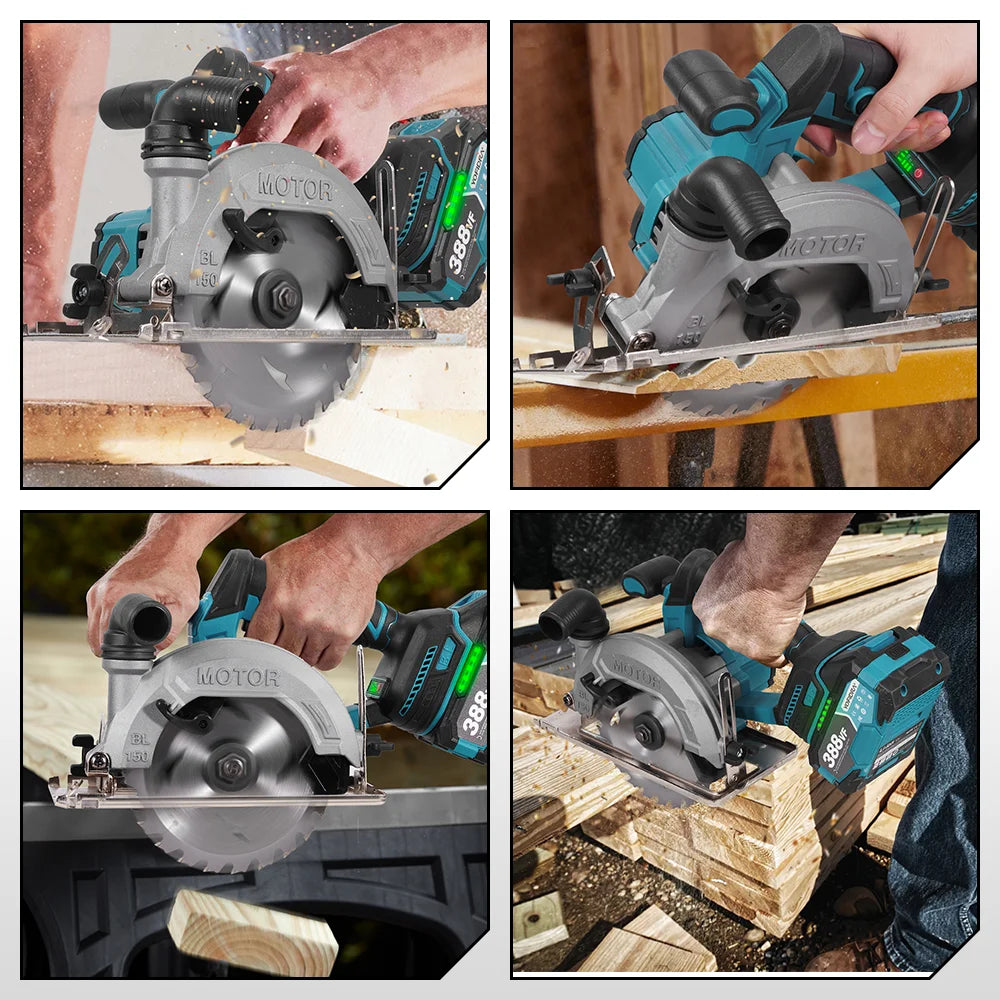 YOFIDRA 6Inch Brushless Electric Circular Saw Handheld Wood PVC Pipe Cutting Tool With 55mm Cutting Depth For Makita Battery Pin