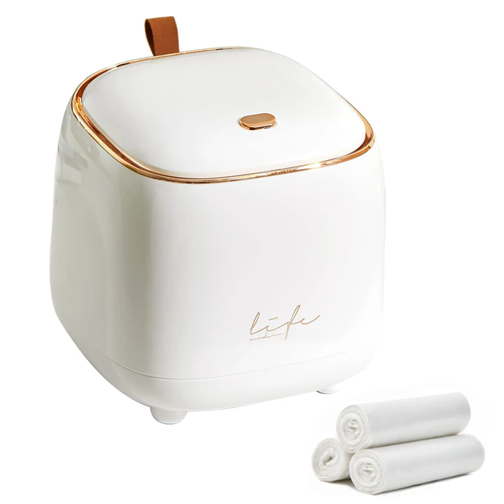 Mini Countertop Trash Can with 3 Rolls of Trash Bags, Waste Can with Press Type Lid, 1.5 Liter Wastebasket Trash Can Dispenser