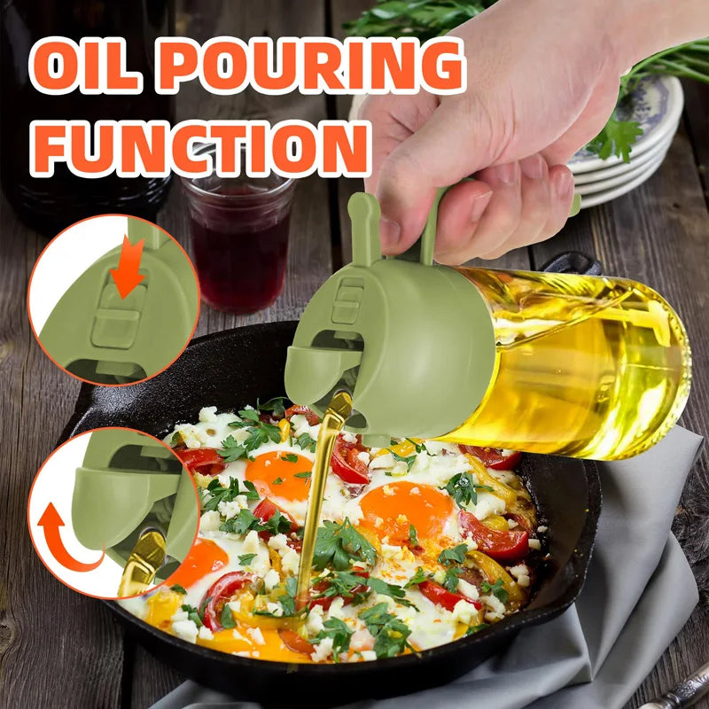 2in1 500ml Plastic Spray Oil Sprayer Bottle Spray Oil Dispenser Oil Jar Cruet BBQ Kitchen Baking Roasting Picnic Kitchen Tool