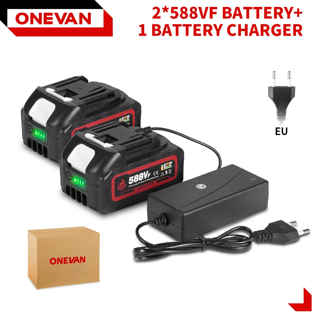 ONEVAN Oplaadbare Lithium-ion accu 15000mAh Li-ion accu Elektrische kettingzaag moersleutel elektrisch gereedschap voor Makita 18V accupin