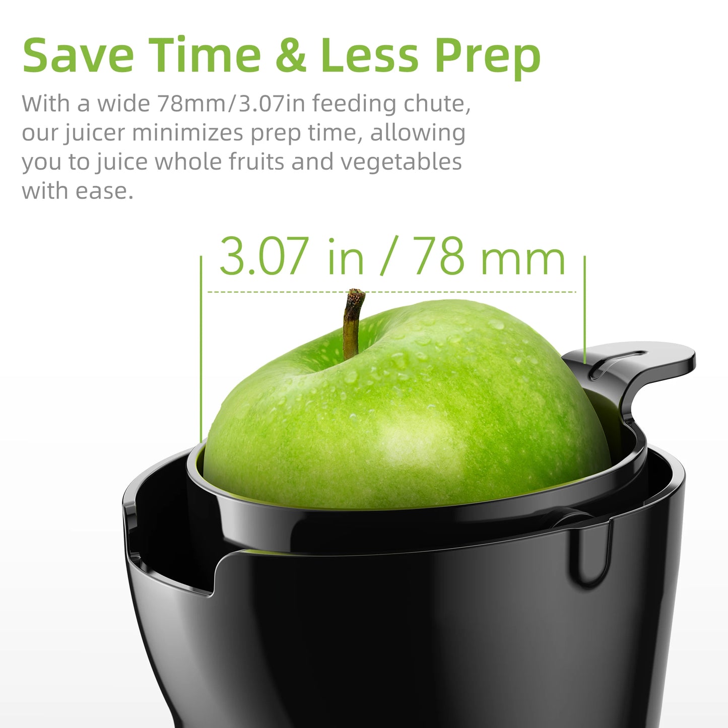 BioloMix 200W Cold Press Juicer Slow Masticating Extractor 78mm Wide Feed Chute Whole Fruit And Vegetable Juicer