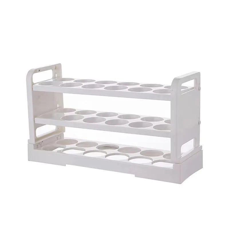 Layers Large Capacity Egg Holder for Refrigerator,Flip Design 30 Eggs Organizer，Foldable Storage Fridge Side Door Egg Organizer