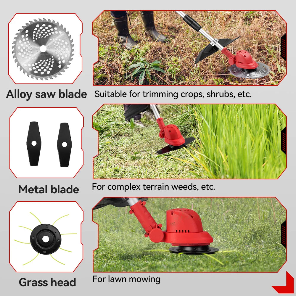 Tondeuse à gazon électrique sans fil ONEVAN 10 pouces, coupe-bordures à moteur sans balais, outil de jardinage à longueur réglable pour batterie Makita 18V
