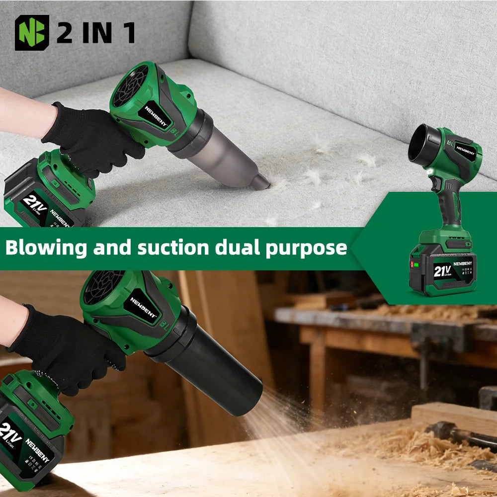NEWBENY 2IN1 650M/S Brushless Electric Turbo Blower Jet Fan 3000W Cordless Snow Dust Blowing Cleaner Tool For Makita Battery Pin