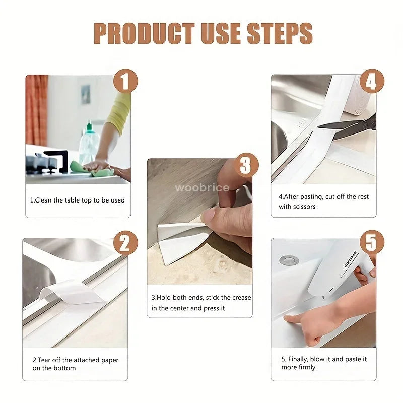Bathroom Shower Sealing Tape PVC Bath Toilet Caulk Tape Self Adhesive Waterproof Mildew Proof Tapes For Kitchen Sink Wall Corner