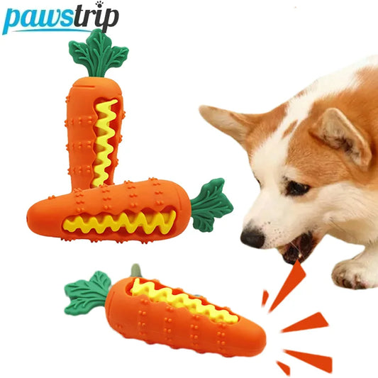 Silicone Dog Chew Toys Carrot Shaped Dog Teeth Cleaning Toy Bite-resistant Pet Squeaky Toys Puppy Toy Pet Supplies