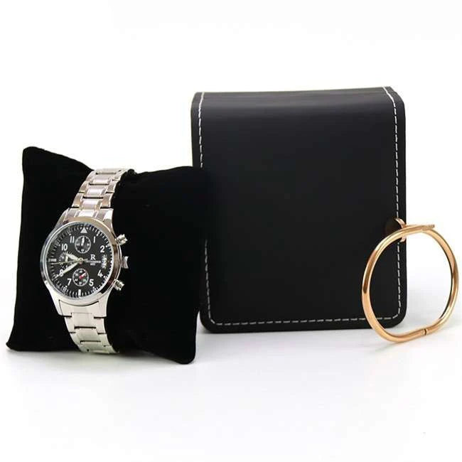 Black Single Watch Organizer Case Gift Box with Pillow PU Leather Wristwatch Display Case Organizer for Men and Women
