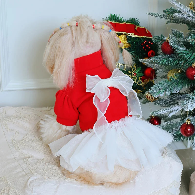 Christmas Dog Dresses Winter Dog Clothing Skirt Cat Pet Clothing Cosplay Christmas Checker Clothes for Small Dogs