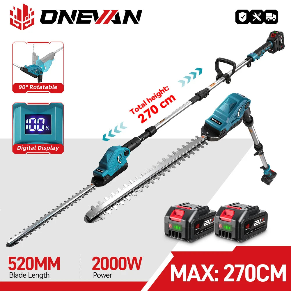 ONEVAN Electric High Branch Hedge Trimmer Cordless Telescopic Hedge Shear Garden Tools Pruning Saw For Makita 18V Battery Pin
