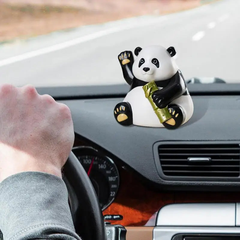 Dashboard Bobblehead Solar Panda Bear Bobble Head Collectible Figurines Car Dashboard Decor Panda Desk Accessories For Office