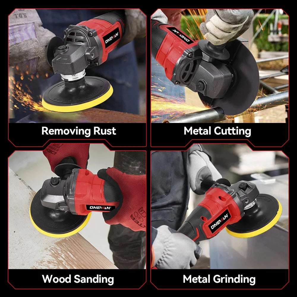 ONEVAN 125mm Brushless Electric Angle Grinder 2in1 M14 Cordless Cutting Polishing Woodworking Tool For Makita 18-21V Battery Pin