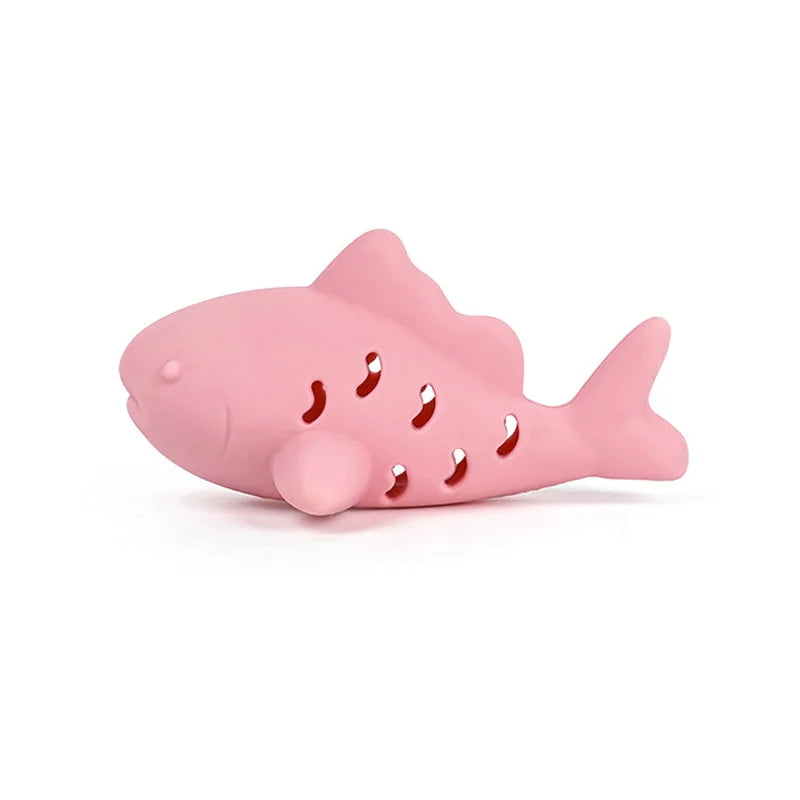 Interactive Cat Leaking Food Toy Silicone Cat Chew Toys Bite-resistant Kitten Teeth Cleaning Toy Fish-shaped Pet Toy Cat Accesso