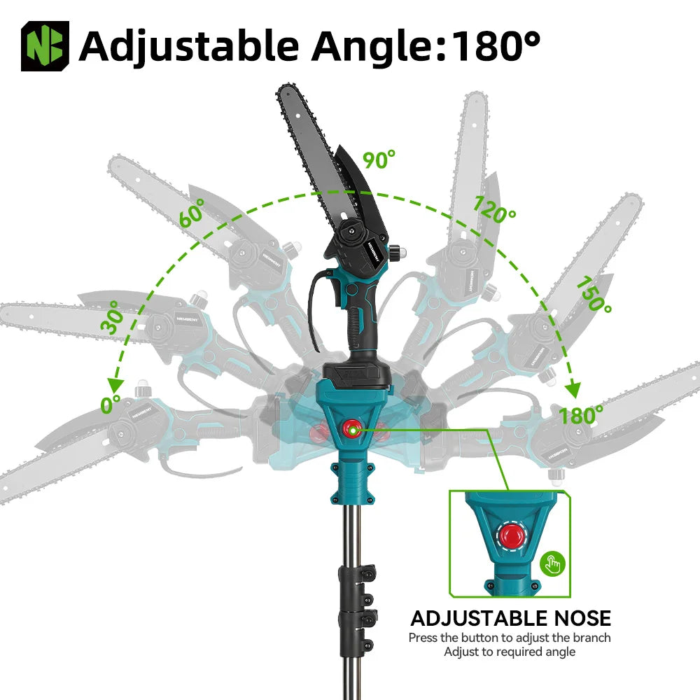 NEWBENY Brushless Electric Chainsaw Telescoping Pole 4IN1 High Branch Saw Woodworking Pruning Power Tool For 21V 18V  Battery Pin