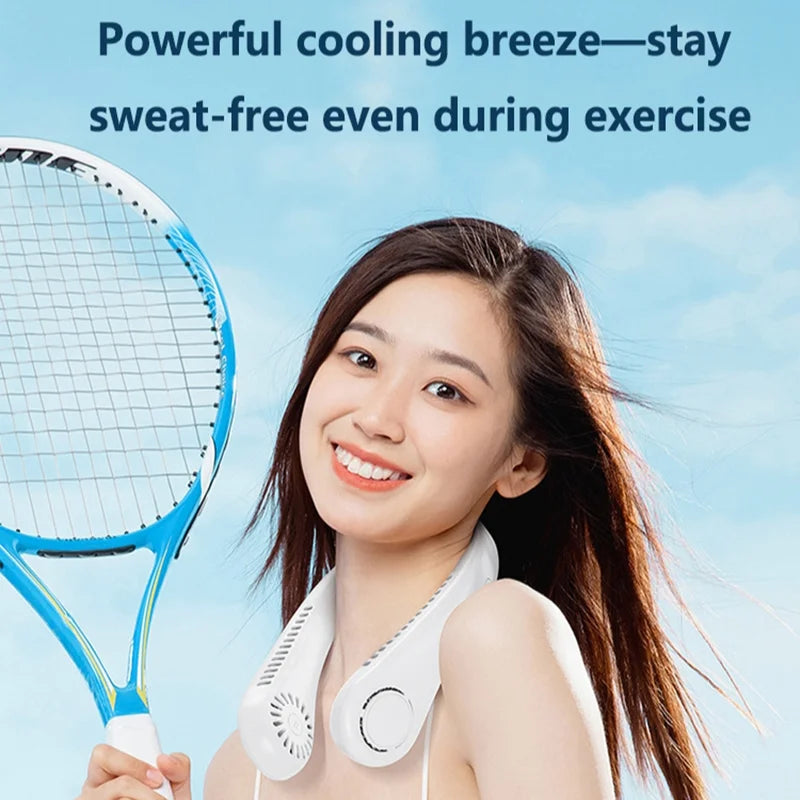 Lenovo Neck Hanging Fan Usb Charge Model Long Battery Life Portable Neck Hang Silent Fan Digital Display 5-speed High Wind Power