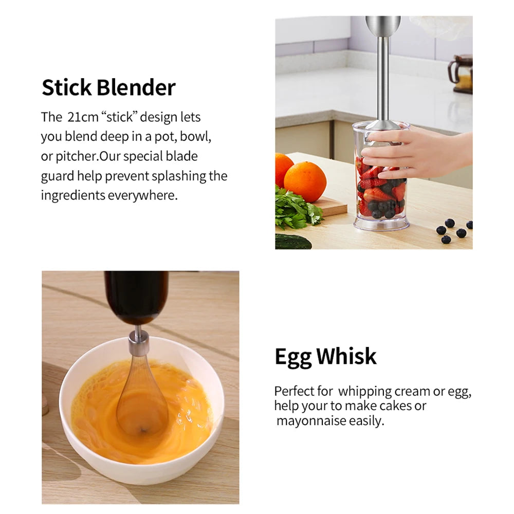 Biolomix 5 in 1 Multifunctional Electric Hand Blender Immersion Handheld Mixer Food Processor Chopper Beater Frother