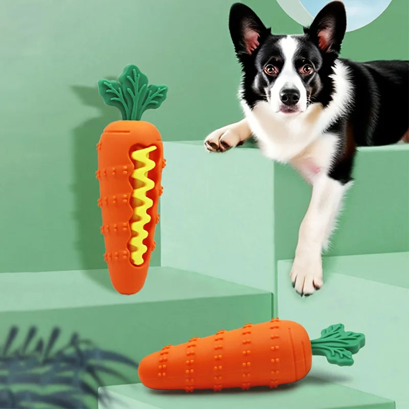 Silicone Dog Chew Toys Carrot Shaped Dog Teeth Cleaning Toy Bite-resistant Pet Squeaky Toys Puppy Toy Pet Supplies