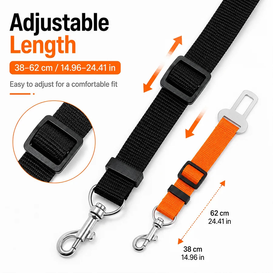 Dog Car Seat Belt Leash Adjustable Pet Safety Tether Nylon Webbing with Metal Buckle for Vehicle Travel Small Large Dogs Pets